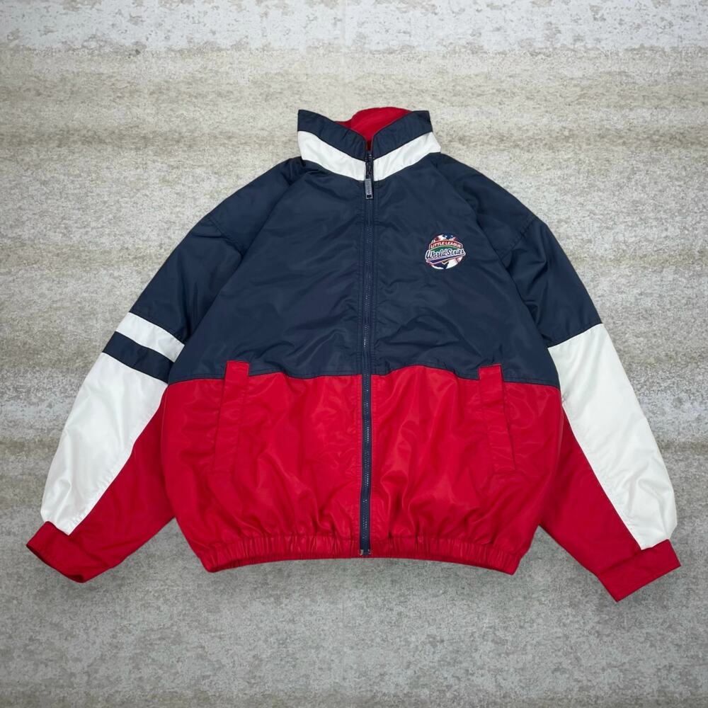 Vintage Y2K Little League World Series Windbreaker Jacket Mens L Red White Blue